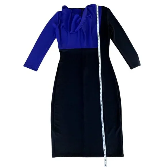 Narciso Rodriguez Cowl Neck Block Sheath Dress 3/4 Sleeves Back Zipper XS - Picture 10 of 12